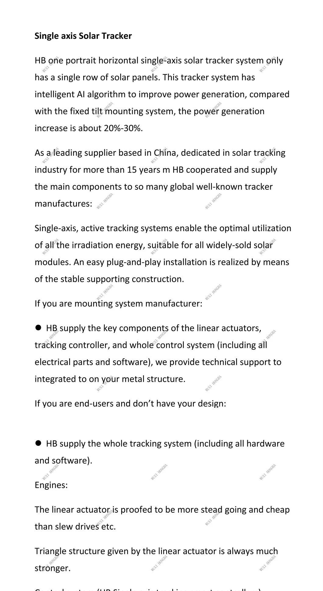 Hb Single Axis Solar Tracker