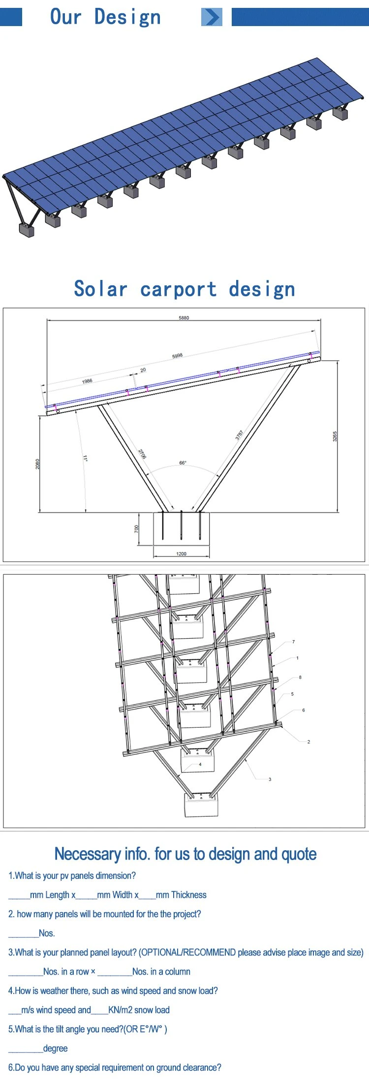 Solar Panel Carports Canopy Solar Panel Carport Kit Solar System with Mounting Structure